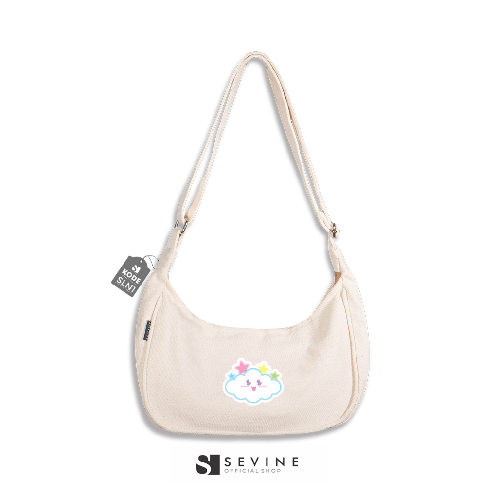 Sevine Luna Sling Bag Tas Selempang Wanita Tas Wanita Kanvas Resleting Shoulder Bag Hand Bag - SLN