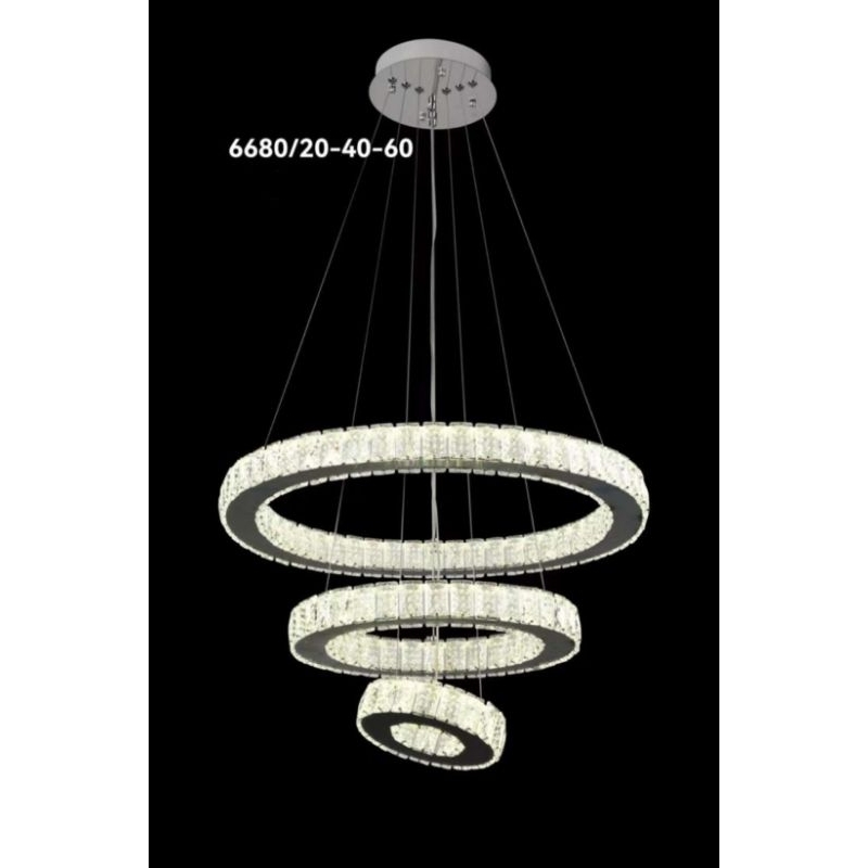 Lampu gantung crystal 3 ring  6680 - 60cm