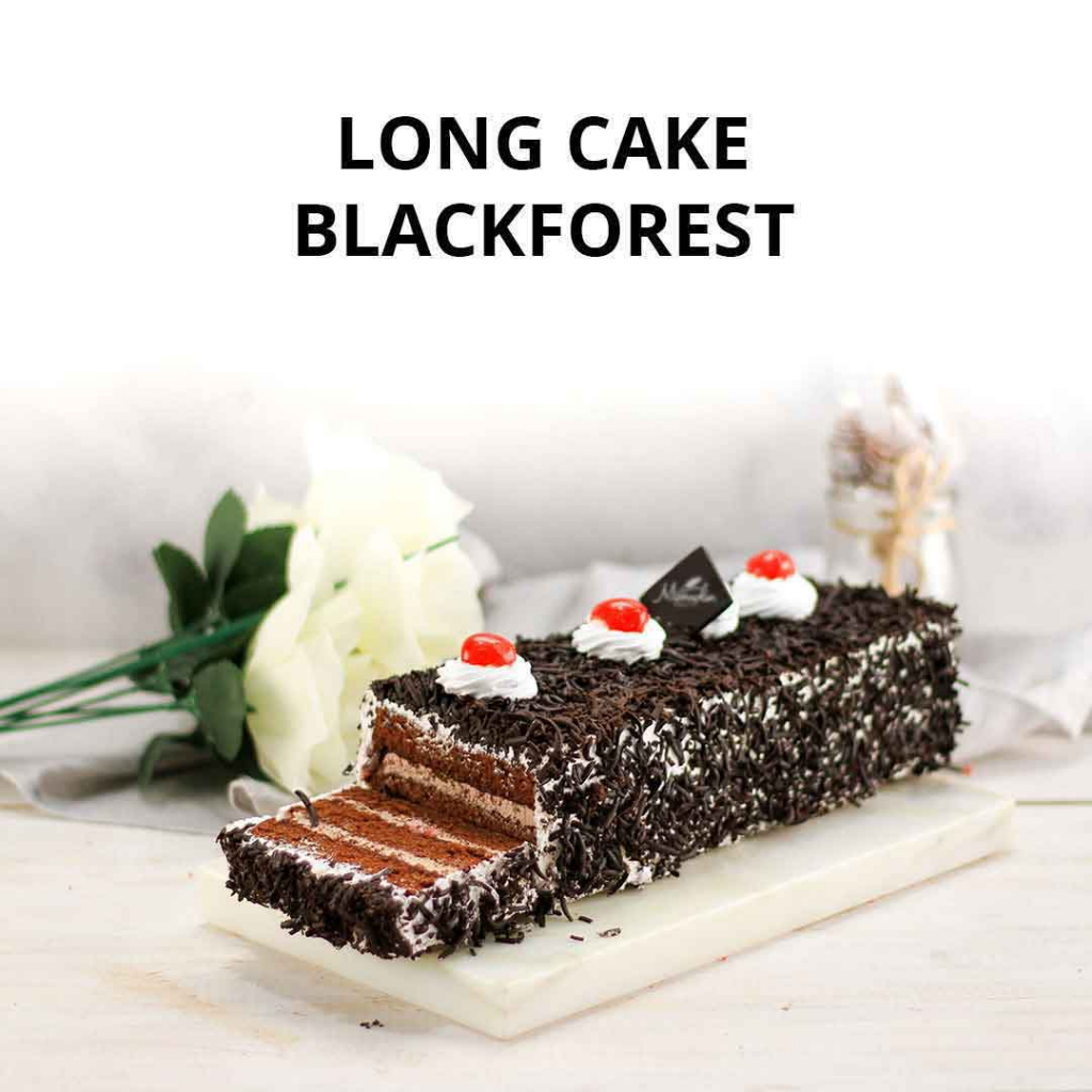 

Momolin Bakery Long Cake Black Forest - Bolu Gulung Roll Cake - Sponge Cake Black Forest - Kue