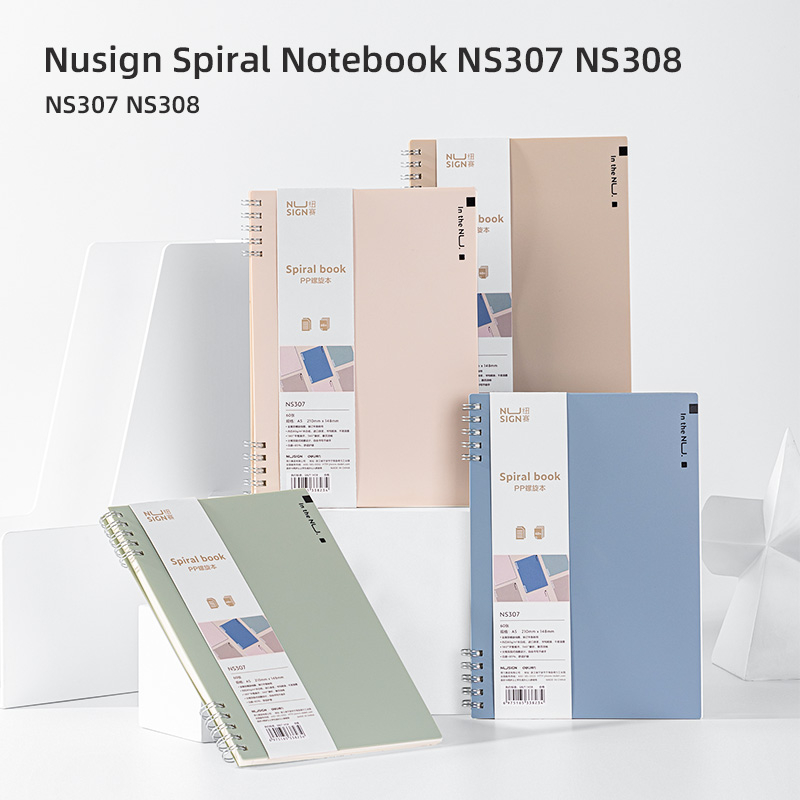 Nusign Spiral Notebook / Buku Catatan Jilid Spiral A5 B5 60 Lembar 80 GSM Desain Warna Pastel NS30X