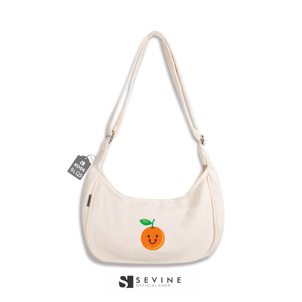 Sevine Luna Sling Bag Tas Selempang Wanita Tas Wanita Kuliah Kanvas Resleting Shoulder Bag Hand Bag - SLQ