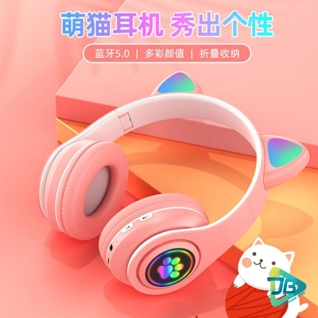 ￼HF BANDO HEADPHONE B39 STN28 KUCING KARAKTER LED COLOR HEADSET GAMING BLUETOOTH WIRELESS GAME HEADSET CAT EAR LED BANDO ANAK PEREMPUAN CEWEK WANITA HEADSET LED RGB HEADSET KOMPUTER HEADPHONE LAPTOP JB9021