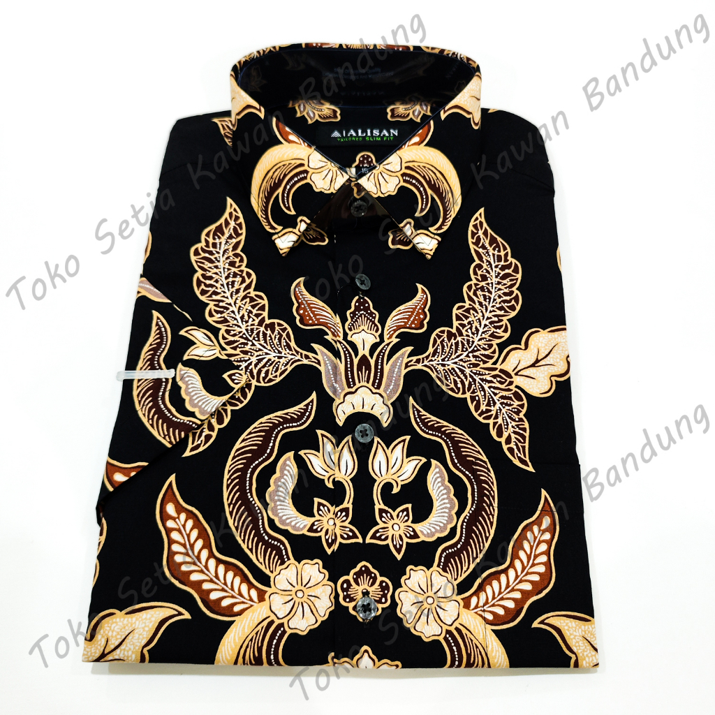 Kemeja ALISAN Corak Batik Print SLIM FIT Lengan PENDEK ( seri 00377 )