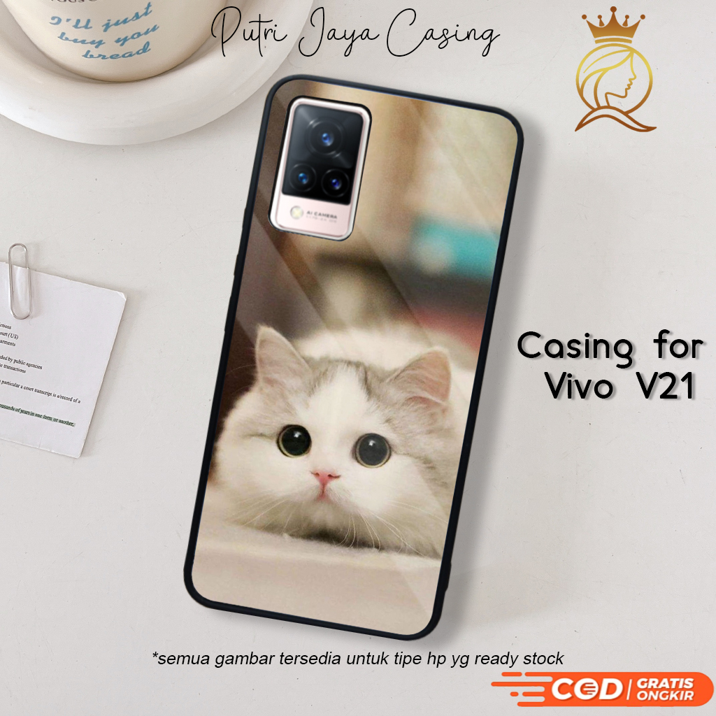 Case Vivo V21 Terbaru Kucing Cute Casing Vivo V21 Hardcase Softcase Glossy Kesing Terlaris PutriCase