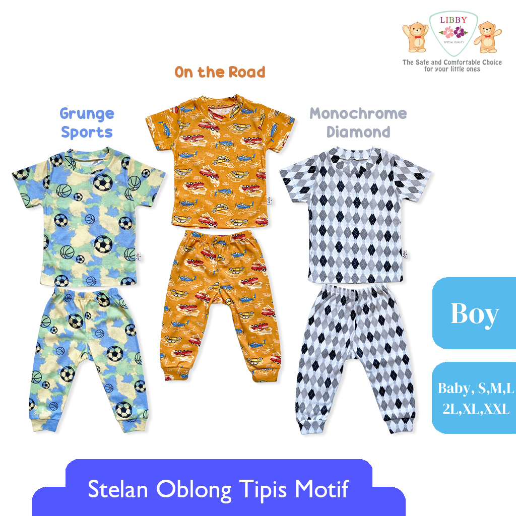 LIBBY Stelan Oblong Tipis Cotton Rib Pendek - Celana Panjang Series