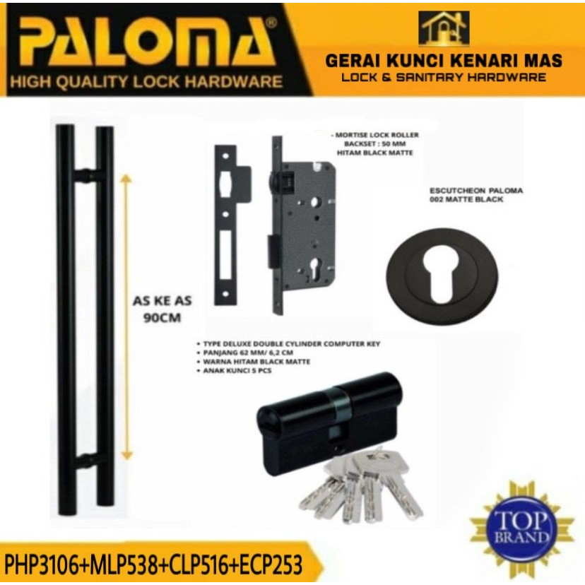 PALOMA PULL HANDLE SET MATTE BLACK PHP 3106 MLP 538 CLP 516 ECP 253