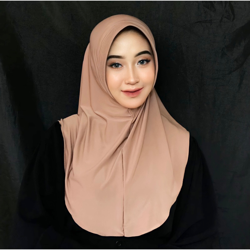 SyamilahHijab-(Size M Premium)Bergo Hamidah Instan Jersey Premium Tebal Antem