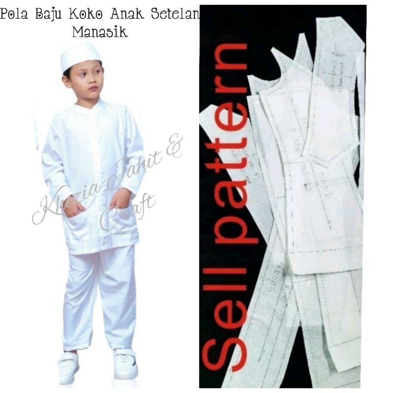 Pola Baju Koko Anak Setelan Manasik (JUAL POLA BUKAN BAJU)