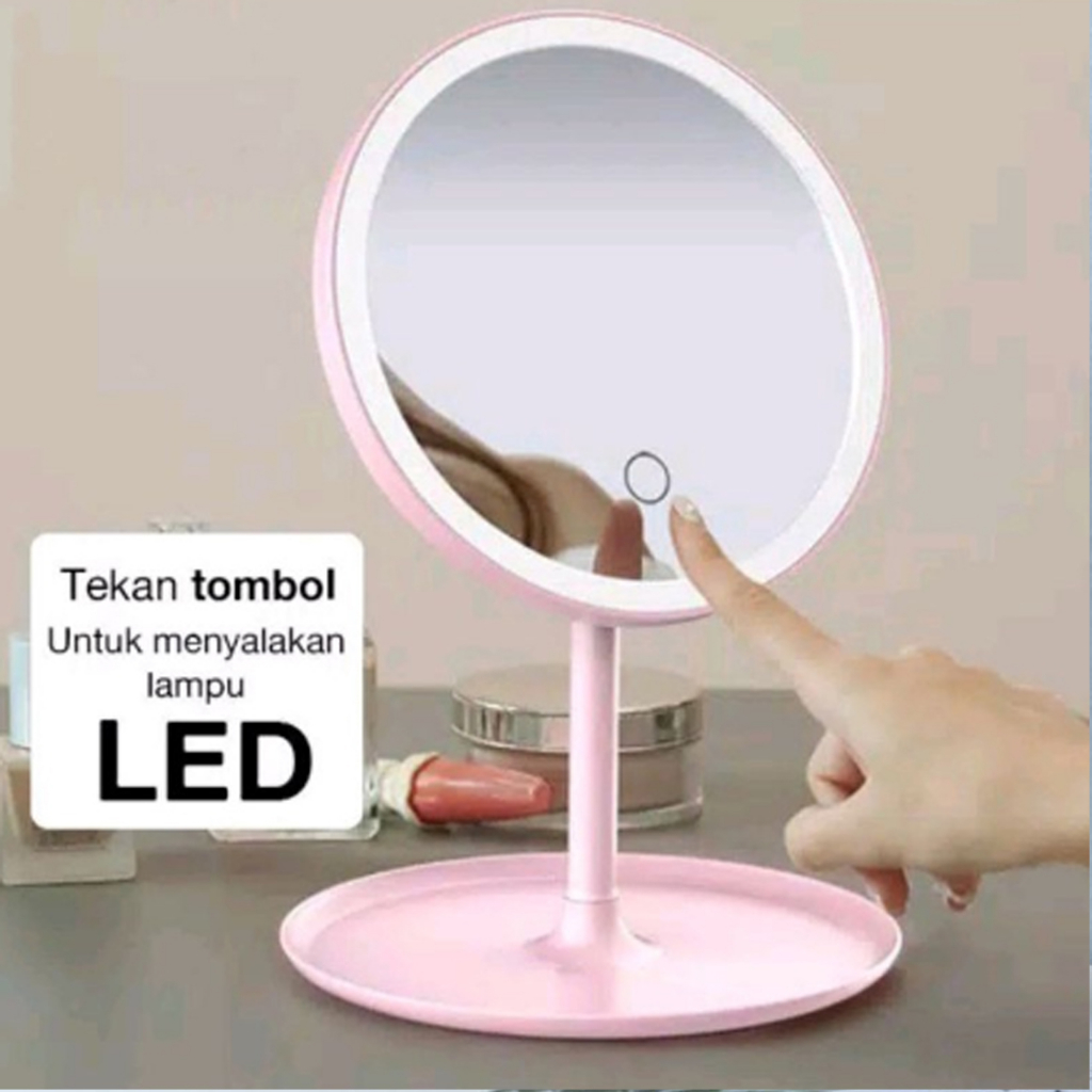 Cermin Rias LED / Make Up Mirror Touchscreen / Cermin Kaca 3 Jenis Lampu