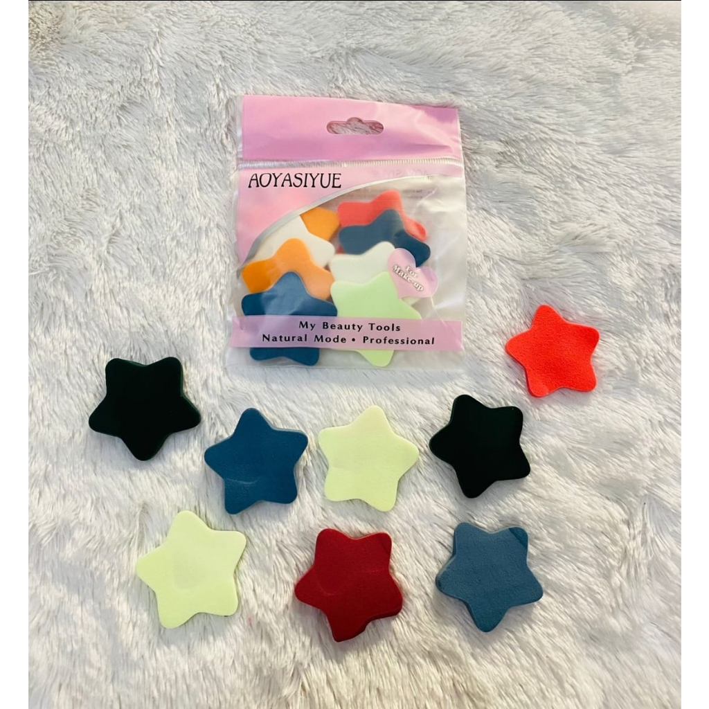 SPON PUFF KOREA LATEX MOTIF BINTANG AOYASIYUE ISI 8 𝗠𝗖𝗡 [ HARGA PER PACK ]