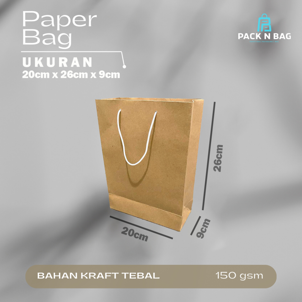 

paper bag 20 x 26 bahan kraft 150gsm tebal