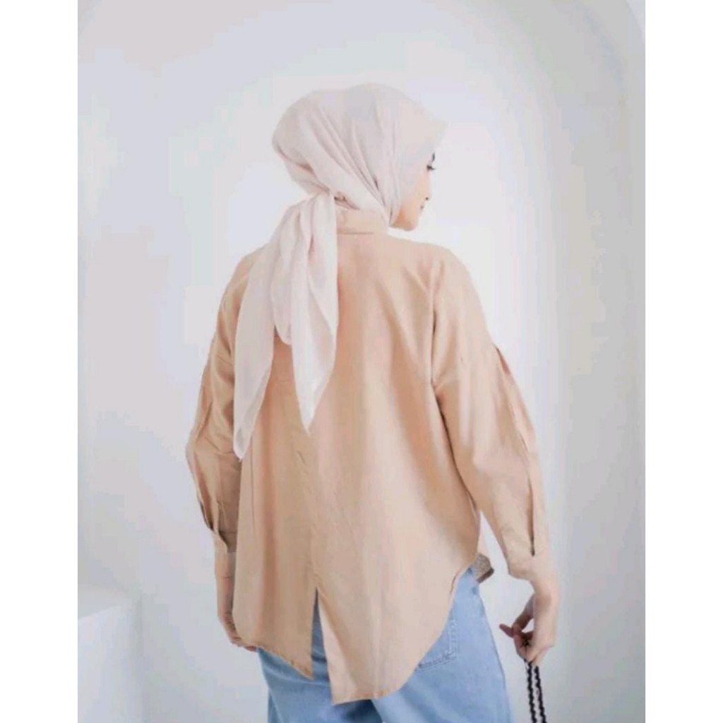 Kemeja Wanita Oversize Kekinian Nelka Linen Shirt