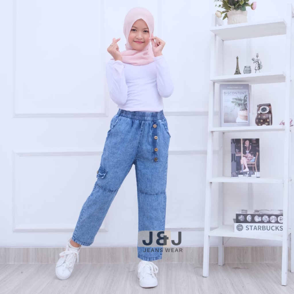 Celana Jeans Anak Perempuan Celana Jeans Panjang Pinggang Karet