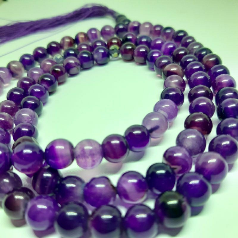 Tasbih batu kecubung ungu belang 8mm 99butir original