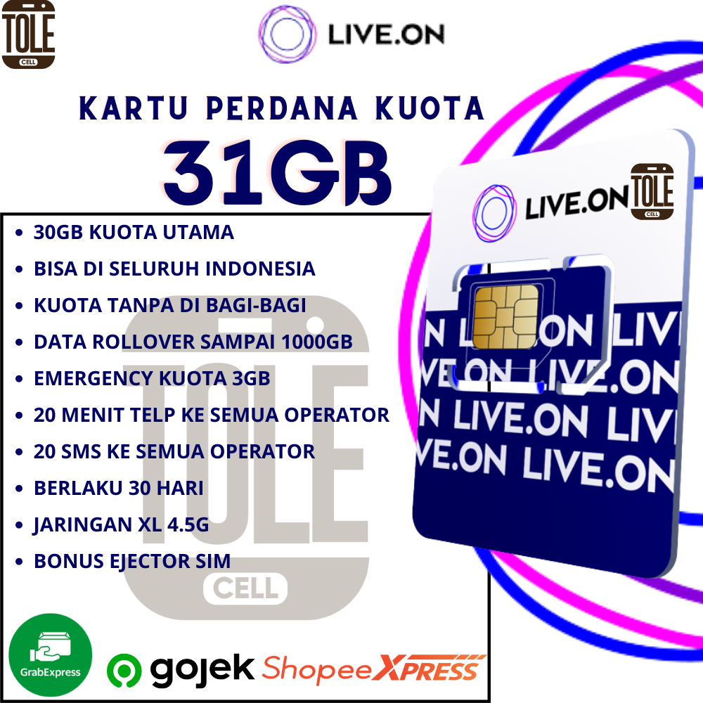 Kartu Perdana Live On 200GB / 100GB / 50GB / 25GB / 20GB / 15GB / 10GB / 7GB Nomor Kuota Data Internet Besar dan Murah  Jarirngan XL Axiata 4.5G