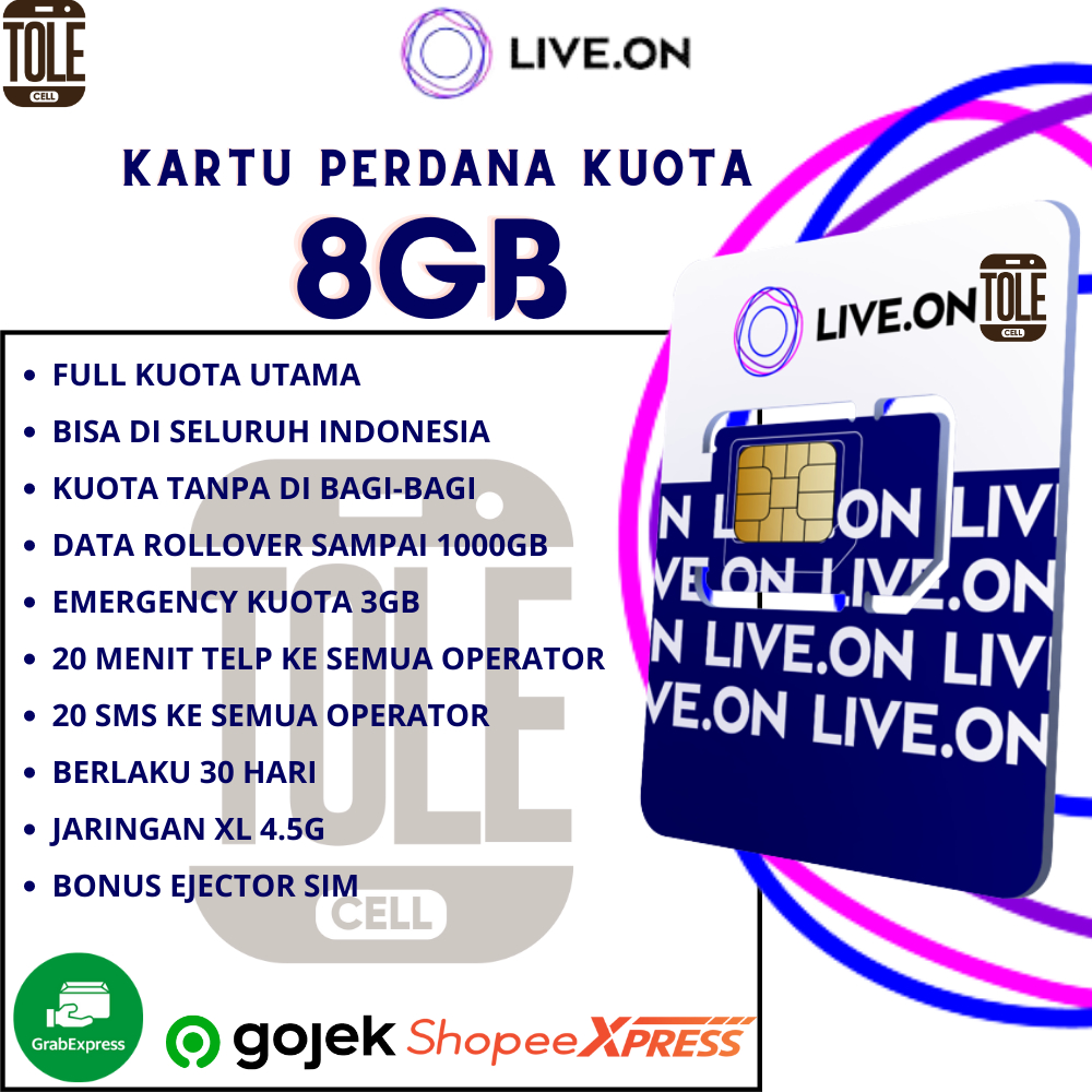 Kartu Perdana Live On 200GB / 100GB / 50GB / 25GB / 20GB / 15GB / 10GB / 7GB Nomor Kuota Data Internet Besar dan Murah  Jarirngan XL Axiata 4.5G