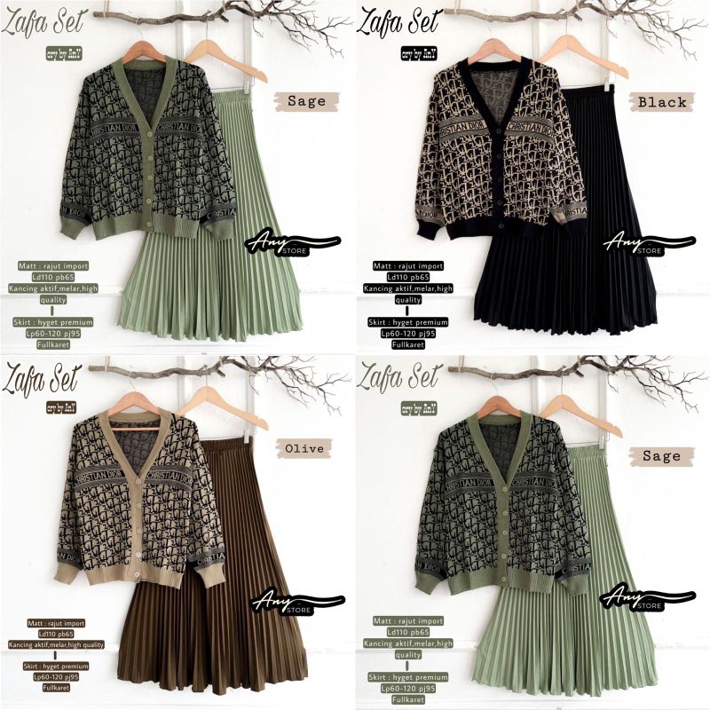 One Set Cardi Rok Rajut Jumbo Zafa Setelan Any