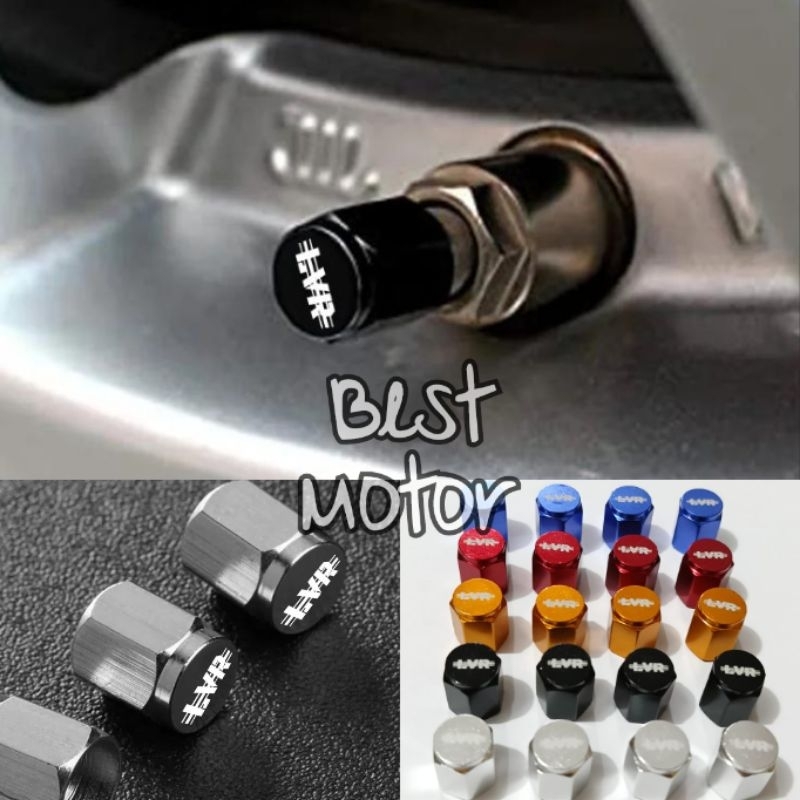 Tutup pentil motor mobil sepeda LVR Pentil CNC Aluminium tutup pentil ban sporty Laser Tulisan LVR