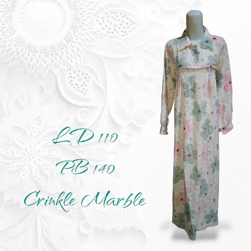 Gamis Crinkle Marble Motif Bunga Viral Terbaru Kekinian LD 110