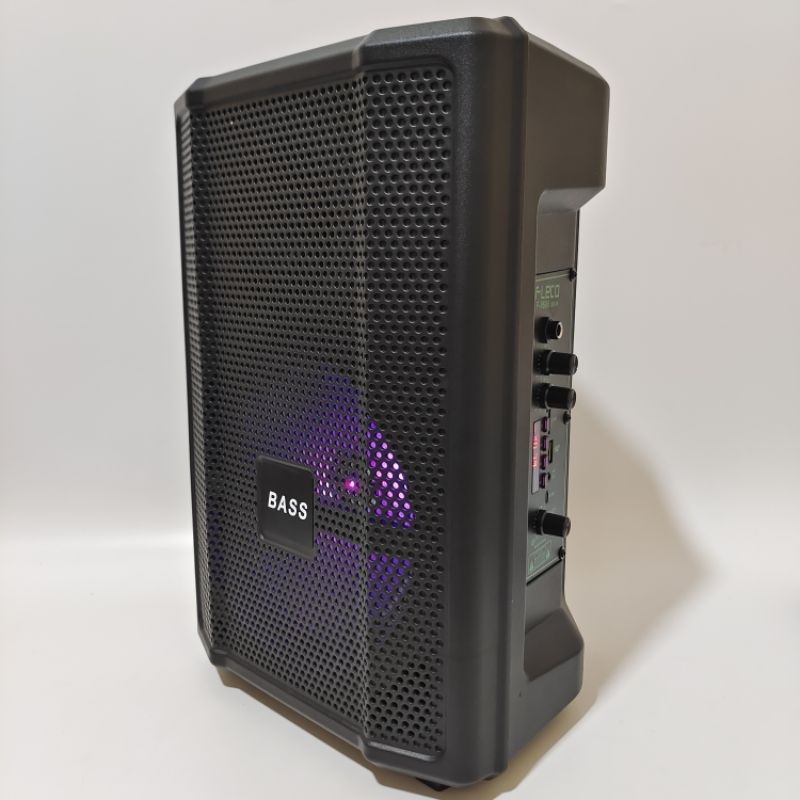 Speaker Bluetooth FLECO X-BASS F-8606 LED 8,5 Inchi Free Microphone Wireless Karaoke Remote Control Salon Aktif Portable Radio Fm
