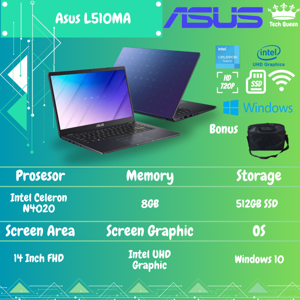ASUS L510MA - N4020 4GB 256SSD WINDOWS 10 15.6 INCHI FHD