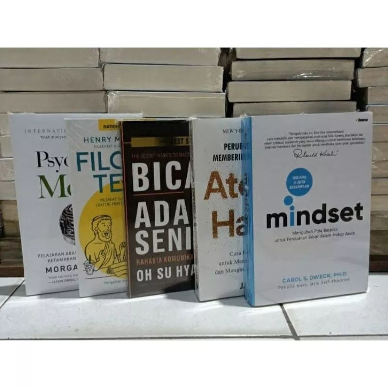 

paket 5 buku folosofi teras mindset atomic habit the psychology of money bicara itu ada seninya