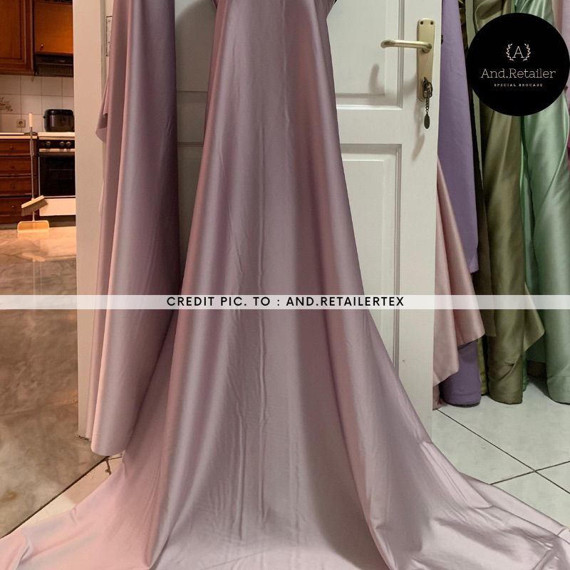 Bahan Kain Satin Silk Armani Gradasi Ombre 2 tone Warna Lavender Mauve