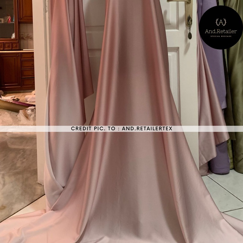 Bahan Kain Satin Armani Silk Gradasi Ombre Gradient 2 tone Warna Rosegold Nude