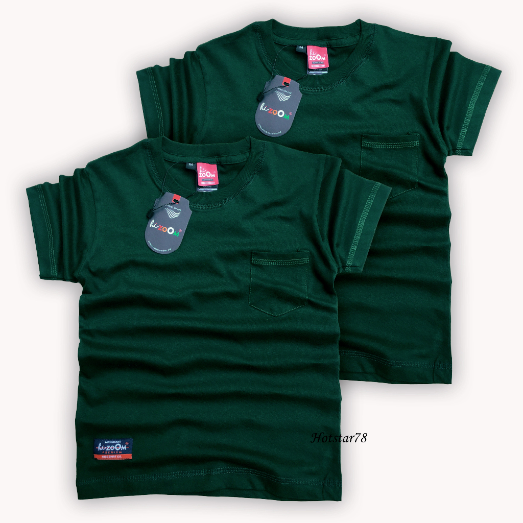 Baju Kaos Polos Premium Anak Laki-Laki &amp; Perempuan Usia 1-12 Tahun Bahan Katun Warna Hijau Botol