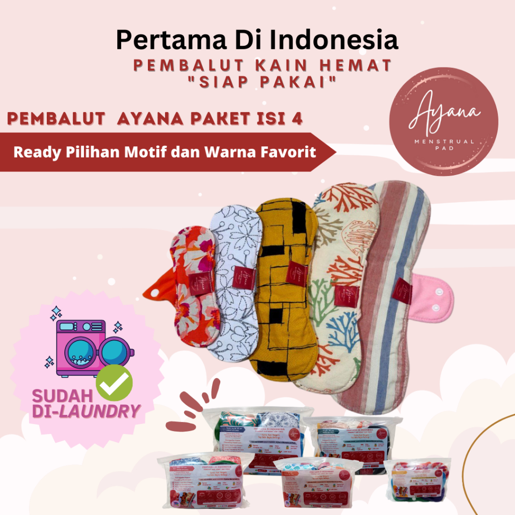 AYANA MENSTRUAL PAD PEMBALUT KAIN CUCI ULANG PAKET REGULER &amp; LENGKAP (DAY, NIGHT, SUPERNIGHT, LITE, PANTYLINER) - MENSPAD REUSABLE