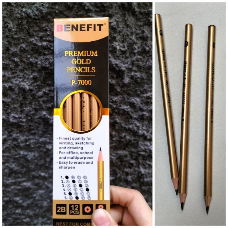 [LUSIN/ 12PCS] Pensil Premium GOLD P7000 BENEFIT/ sudah tajam/ Mirip BIG