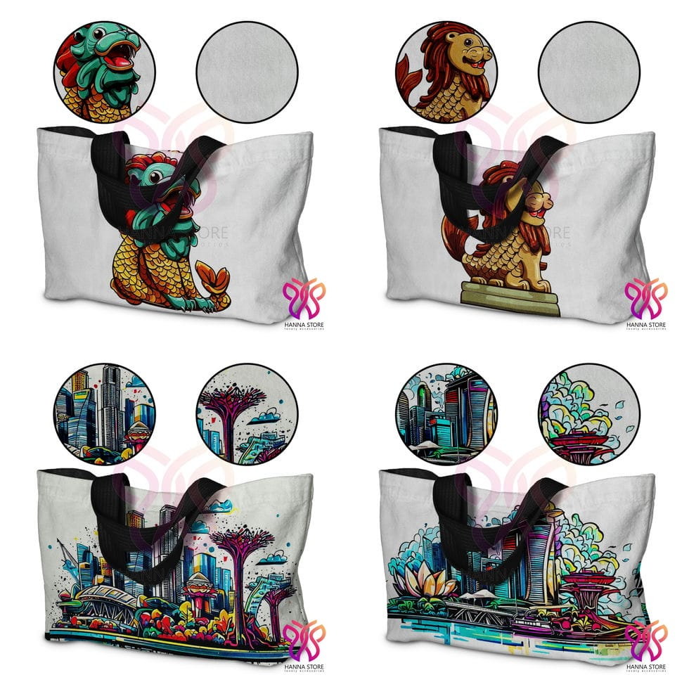 Tas Tote bag Souvenir Singapore Merlion