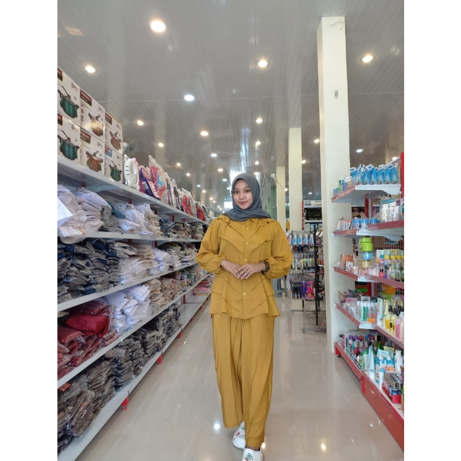 SETELAN CELANA POLO LINEN WANITA