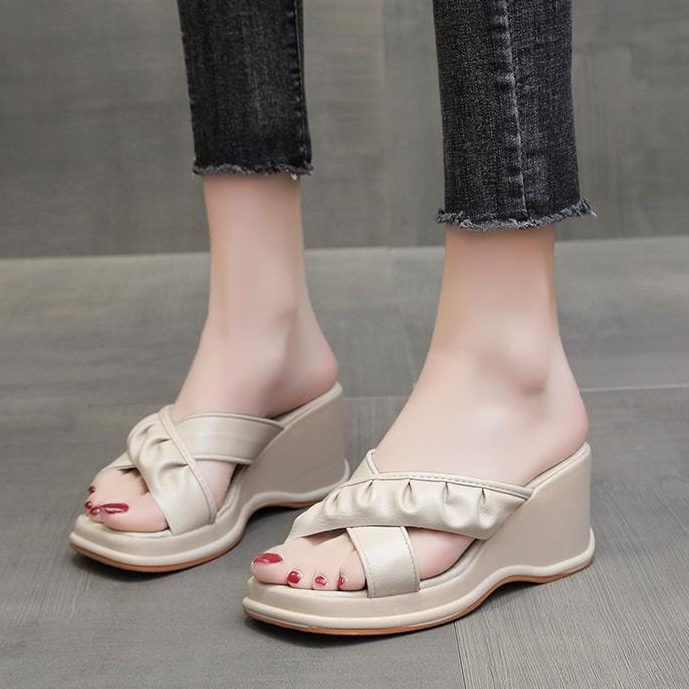 TBIG [COD] Sandal Wanita CHERRY Wedges Import Korea Style Santai Wanita Remaja