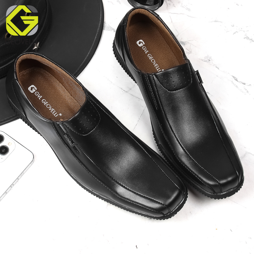 GEOVELLI Original Lokal Sepatu Pantofel Pria Hitam Oxford Pernikahan Cowok Dewasa Sepatu Formal PDH Kerja Kantor 39-45