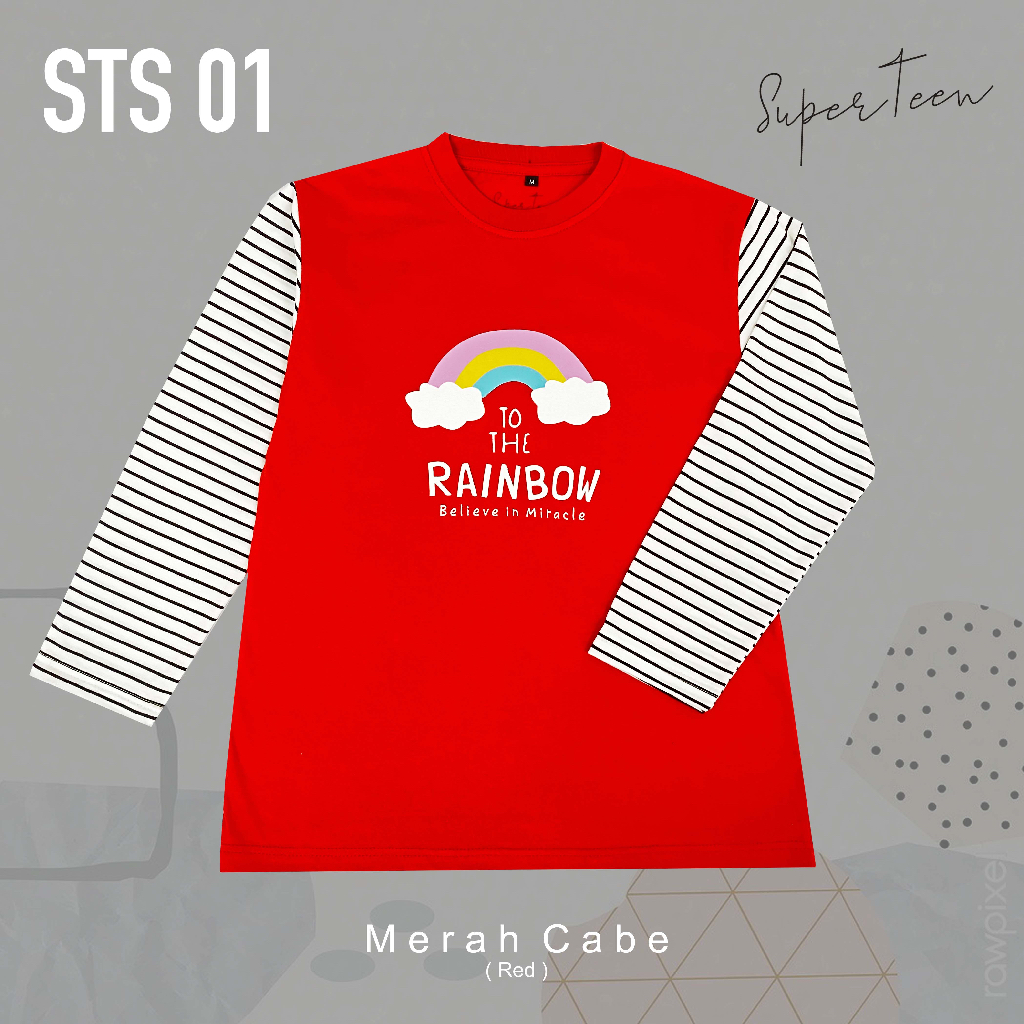 BAJU ANAK PEREMPUAN TANGGUNG REMAJA / KAOS ANAK PEREMPUAN TANGGUNG REMAJA / PAKAIAN ANAK CEWEK KAOS ANAK CEWEK LENGAN PANJANG STRIPE BRAND SUPERTEEN 9 - 14 TAHUN