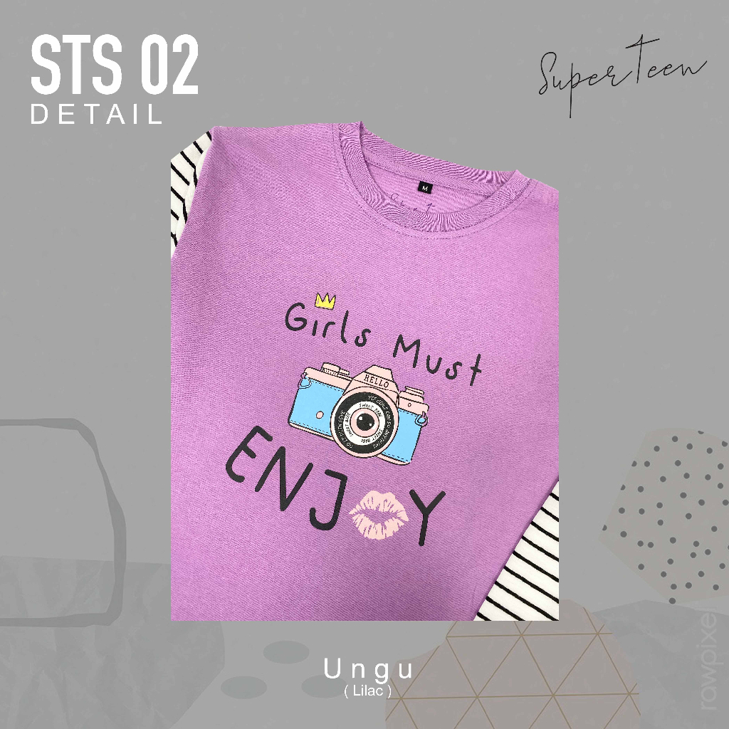 BAJU ANAK PEREMPUAN TANGGUNG REMAJA / KAOS ANAK PEREMPUAN TANGGUNG REMAJA / PAKAIAN ANAK CEWEK KAOS ANAK CEWEK LENGAN PANJANG ENJOY STRIPE BRAND SUPERTEEN 9 - 14 TAHUN