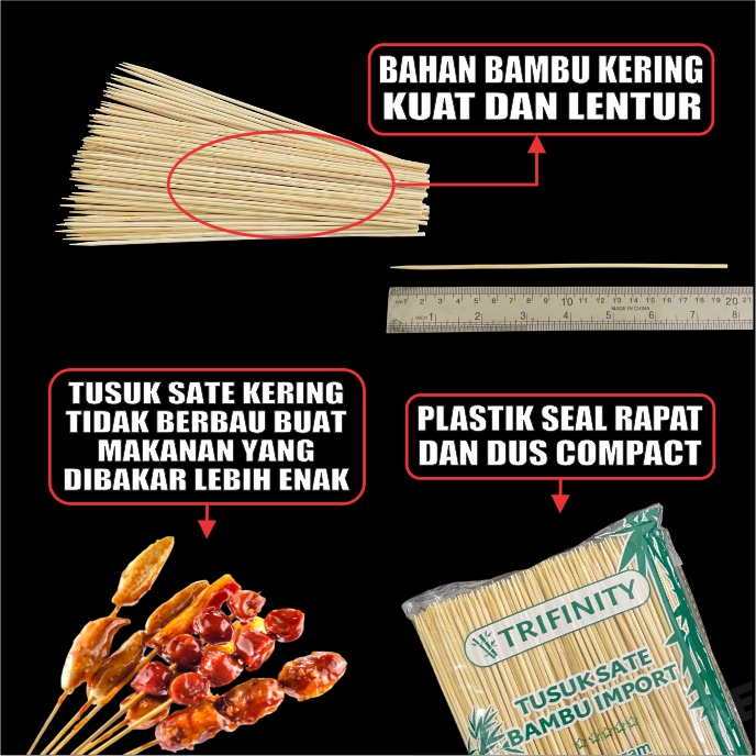 Tusuk Sate Bambu Panda Halus Bersih Per Dus Sate Ayam Sosis