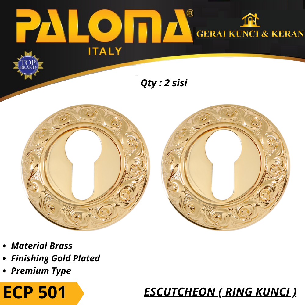 PALOMA ECP 501 RING KUNCI BULAT ESCUTCHEON PREMIUM COVER TUTUP CYLINDER KUNCI GOLD PLATED