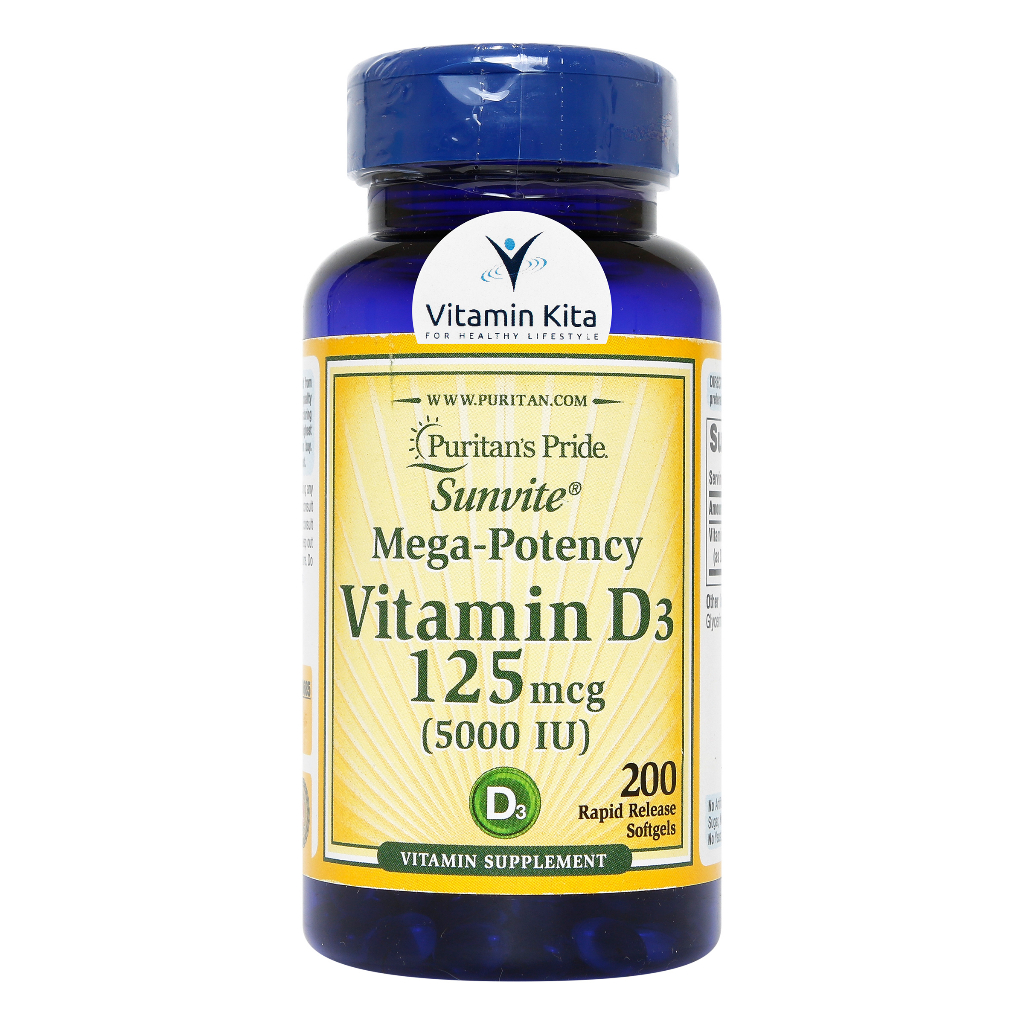 Puritans Pride Vitamin D3 125mcg 5000IU-200 Softgels