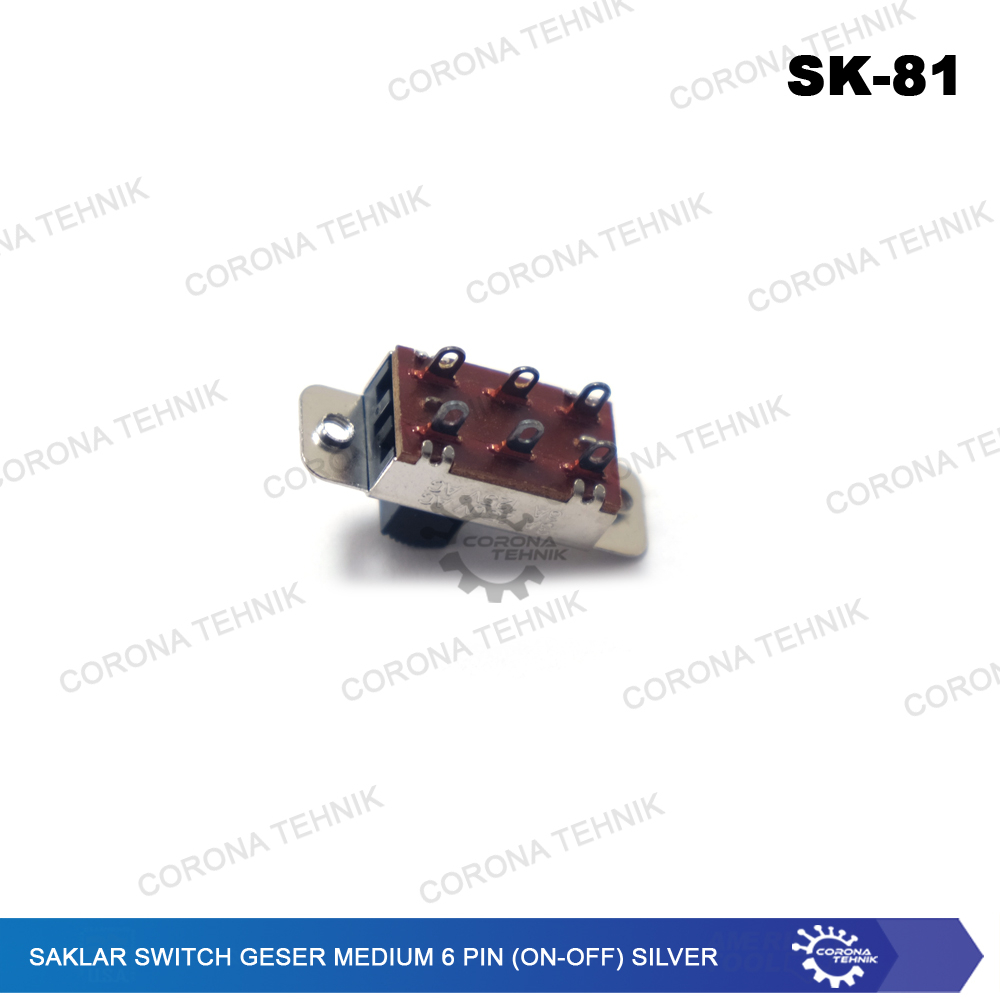 6 Pin ( On-Off ) Silver Saklar Switch Geser Medium