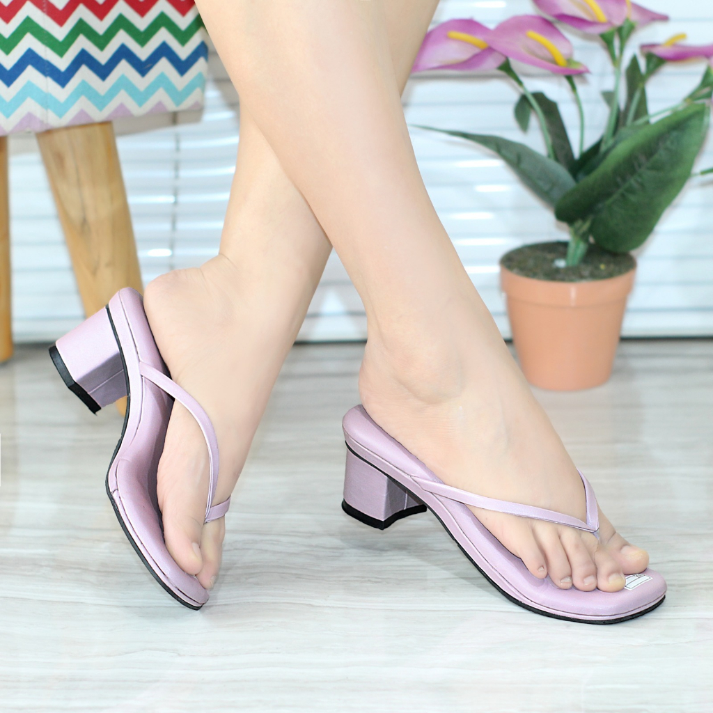 Sandal heels jepit wanita hak tahu 5cm - GRACE