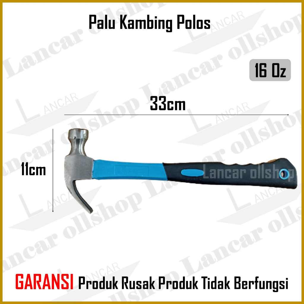 Palu kambing gagang fiber biru 16 oz