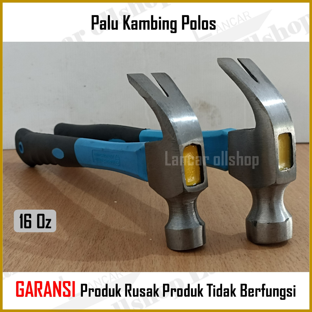 Palu kambing gagang fiber biru 16 oz