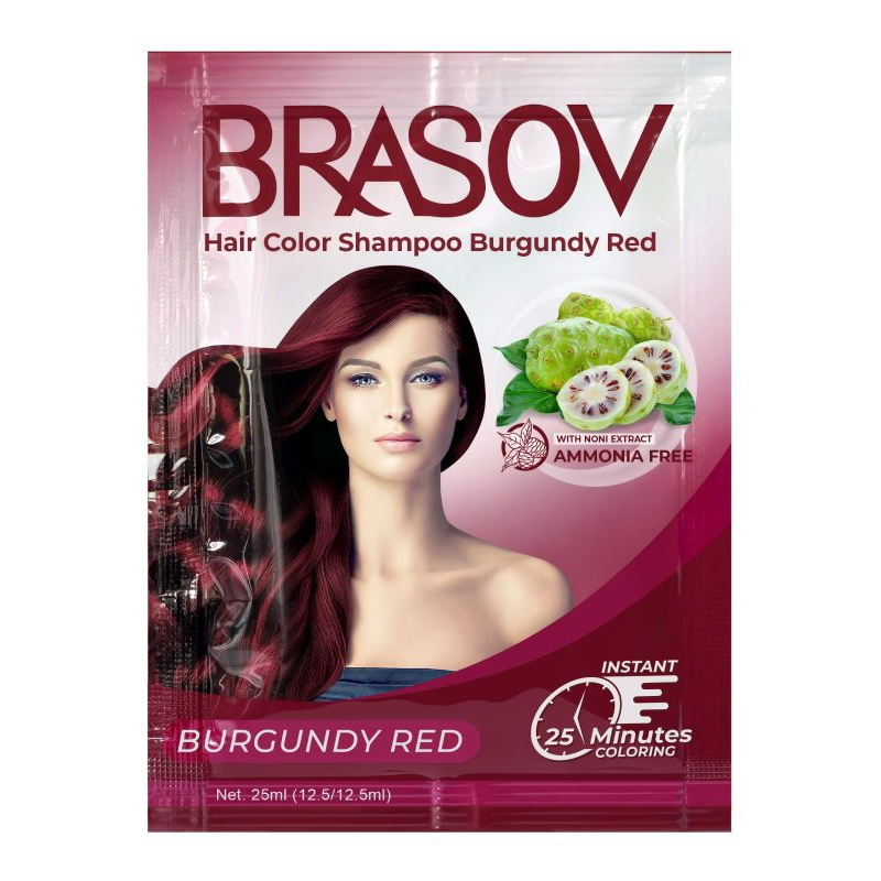 Brasov Hair Color Shampoo | Pewarna dan Penutup Uban pada Rambut 25 mL