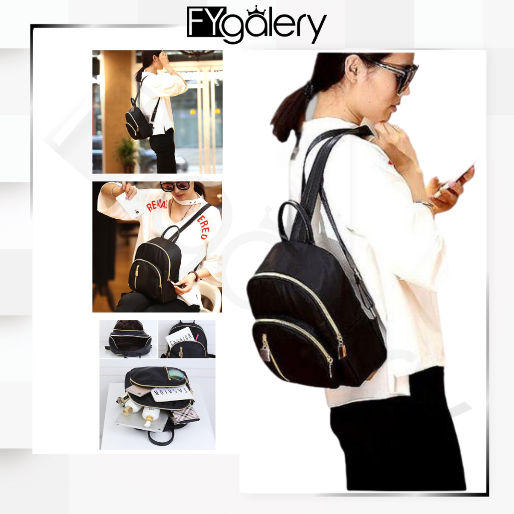 FYGALERY FYG1070 Tas Ransel Punggung Hitam Backpack Mini Wanita Fashion Murah