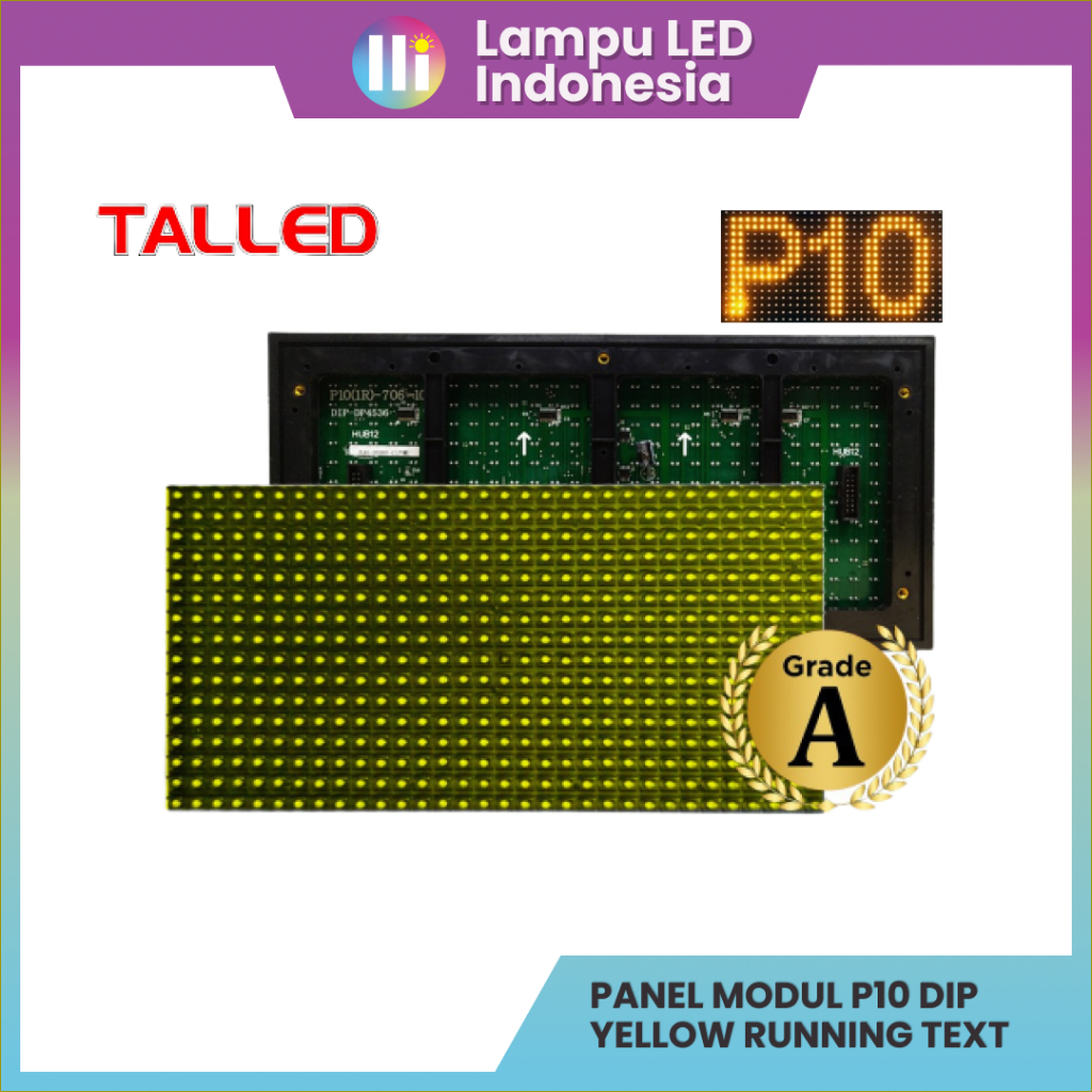 MODUL P10 DIP LED TALLED | MODUL LED RUNNING TEXT YELLOW | OUTDOOR INDOOR