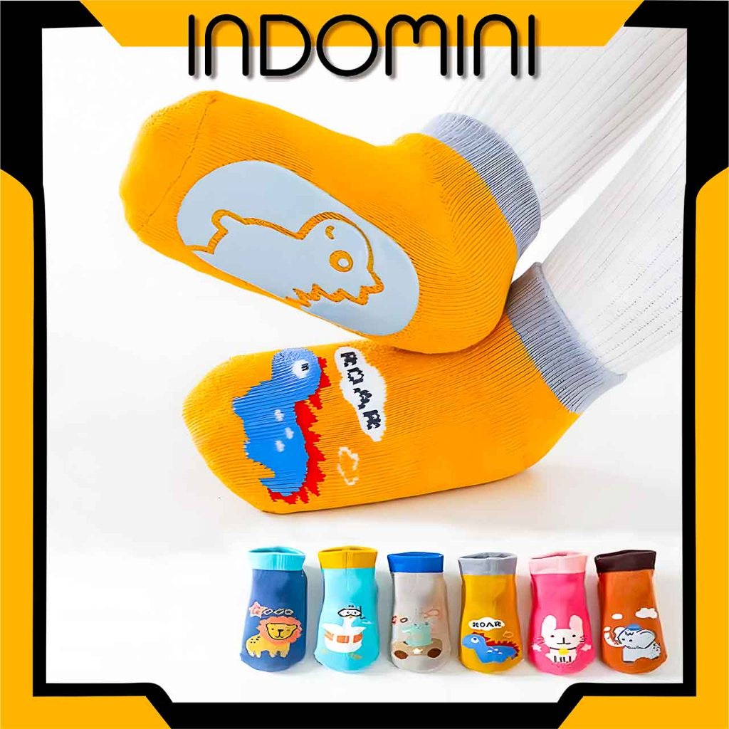 INDOMINI Kaos Kaki Anak Bayi Antislip Unisex Model Animal Gambar Timbul / Kaus Kaki Bayi Pendek Baby Socks Anak Laki Laki Perempuan Anti Licin KK084