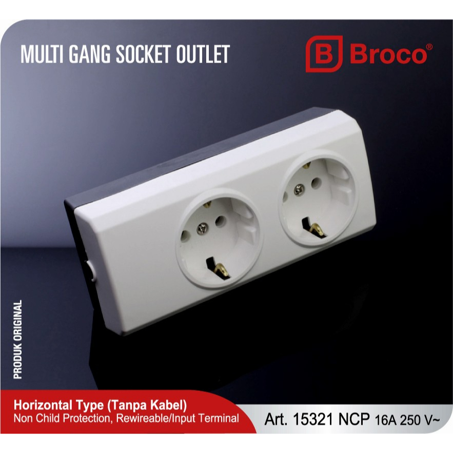 STOP KONTAK BROCO 2 LUBANG / TERMINAL / COLOKAN LISTRIK BROCO