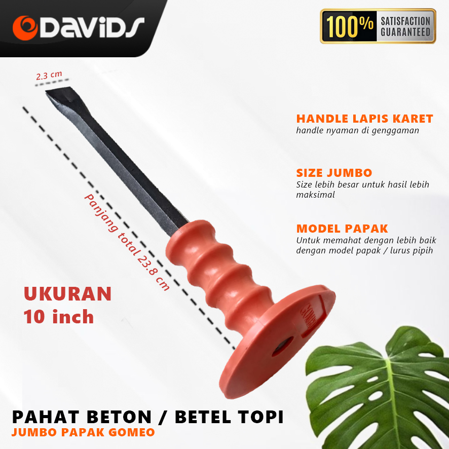 Pahat Beton Betel Baja Topi Panjang Jumbo Papak 10 Inch